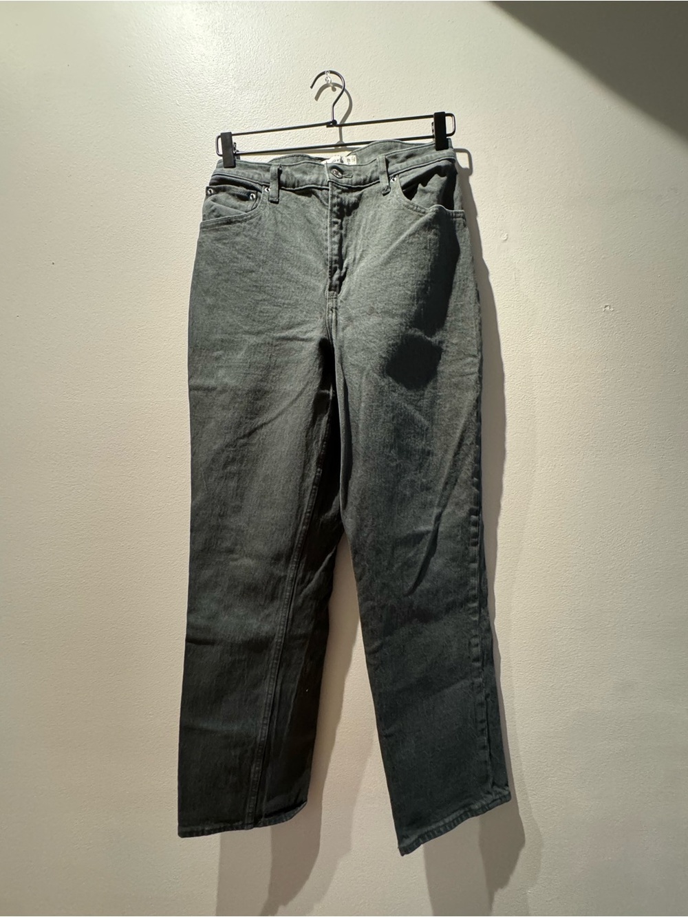 Abercrombie & Fitch Washed Green High Rise Straight Jeans *SHORT*